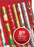 Traditions Gift Wrap 1m x 50cm-Each