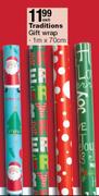 Traditions Gift Wrap 1m x 70cm-Each