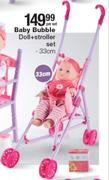 Baby Bubble Doll + Stroller Set 33cm-Per Set