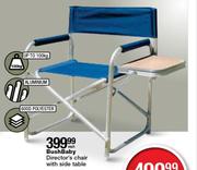 Bushbaby Director's Aluminium 600D Polyester Chair With Side Table (Up To 100kg)-Each