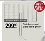 Stainless Steel BBQ Hand Griller 625mm x 345mm x 20mm-Each