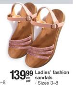 Ladies' Flat Fashion Sizes 3-8 Sandals-Per Pair