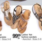 Ladies' Flat Fashion Sizes 3-8 Sandals-Per Pair