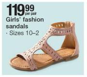 Girls' Fashion Sizes 10-2 Sandals-Per Pair