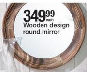 Wooden Design Round Mirror-Each