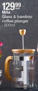 Mila Glass & Bamboo Coffee Plunger 800ml-Each