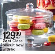 Zest Glass Biscuit Bowl With Lid-Each