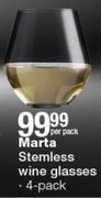 Marta Stemless Wine Glasses 4's Pack-Per Pack