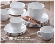 Solid Colour 16 Piece White/Red Dinner Set-Per Set