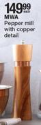 MWA Pepper Mill With Copper Detail-Each