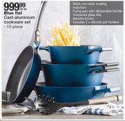 Blue Ital 10 Piece Cast Aluminium Cookware Set-Per Set