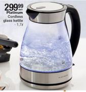 Platinum 1.7Ltr Cordless Glass Kettle-Each