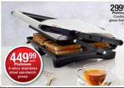 Platinum 4 Slice Stainless Steel Sandwich Press-Each