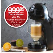 Dolce Gusto Mini Me Coffee Machine Black, Red & White-Each