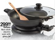 Ottimo Non Stick Electric Wok With Glass Lid-Each