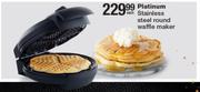Platinum Stainless Steel Round Waffle Maker-Each