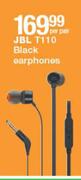 JBL T110 Black Earphones-Per Pair