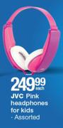 JVC Pink Headphones For Kids-Each