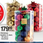 Christmas Baubles & Stars 50 Piece-Per Pack