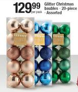 Glitter Christmas Baubles 20 Piece-Per Pack