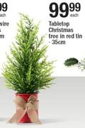 Tabletop Christmas Tree In Red Tin 35cm-Each