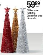 Glitter Wire Tabletop Christmas Tree-Each