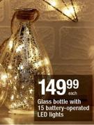 Glass Bottle With 15 Battery Operated LED Lights-Each