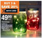 Christmas Battery Operated LED Light Jar-Each