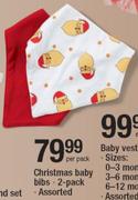 Christmas Baby Bibs-2's Per Pack