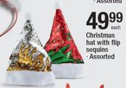 Christmas Hat With Flip Sequins-Each
