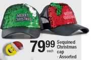 Sequined Christmas Cap-Each