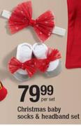 Christmas Baby Socks & Headband Set-Per Set