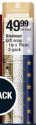 Glamour Gift Wrap 1m X 70cm-3's Per Pack