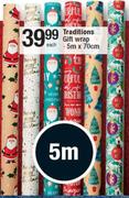 Traditions Gift Wrap 5m X 70cm-Each