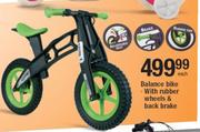 Balance Bike With Rubber Wheels & Back Brake-Each