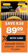 Duracell Alkaline Batteries AA/AAA-12's Per Pack