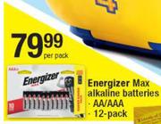 Energizer Max Alkaline Batteries AA/AAA-12's Per Pack