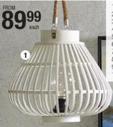Wooden Lantern With Bulb & Rope
