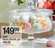 Zest Glass Biscuit Jar With Lid-Per Set