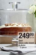 Zest 2 Piece Glass Cake Stand & Dome-Per Set