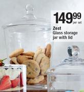 Zest Glass Storage Jar With Lid-Per Set