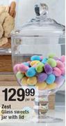 Zest Glass Sweets Jar With Lid-Per Set