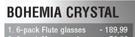 Bohemia Crystal 6 Pack Flute Glasses-Per Pack