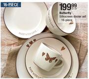 16 Piece Butterfly Silkscreen Dinner Set-Per Set
