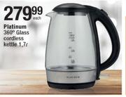 Platinum 1.7Ltr 360° Glass Cordless Kettle
