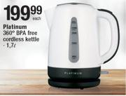 Platinum 1.7Ltr 360° BPA Free Cordless Kettle