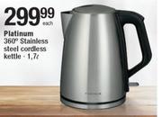 Platinum 1.7Ltr 360° Stainless Steel Cordless Kettle