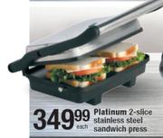 Paltinum 2-Slice Stainless Steel Sandwich Press-Each