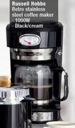 Russell Hobbs 1000 W Retro Stainless Steel Coffee Maker Black/Cream-Each 