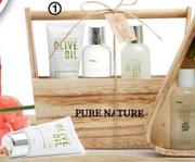 Olive Oil Bath Gift Set With Wooden Caddy 4 Piece